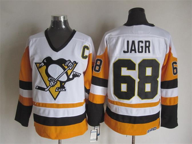 Men's Pittsburgh Penguins #68 Jaromir Jagr 1988-89 White CCM Vintage Throwback Jersey Stitched