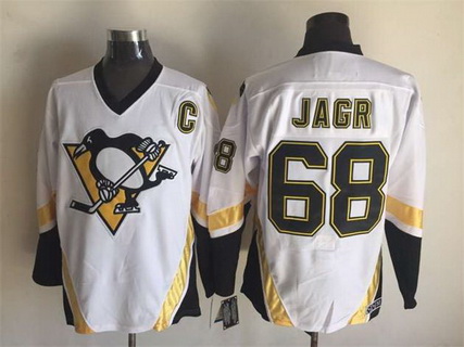 Men's Pittsburgh Penguins #68 Jaromir Jagr 2002-03 White CCM Vintage Throwback Jersey Stitched