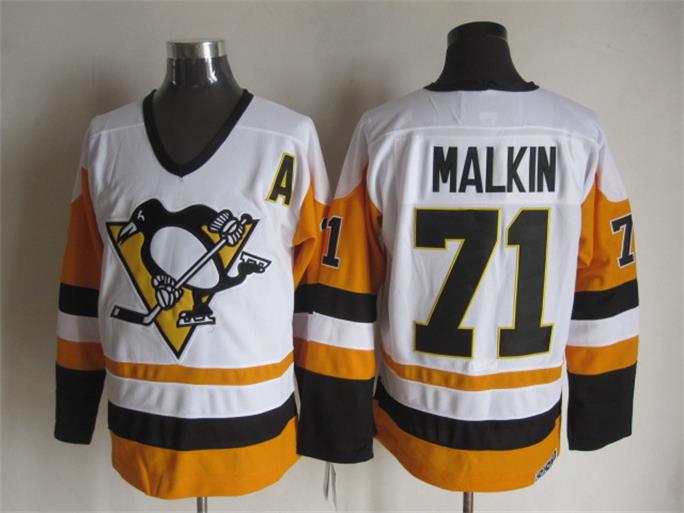 Men's Pittsburgh Penguins #71 Evgeni Malkin 1988-89 White CCM Vintage Stitched