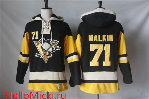 Men's Pittsburgh Penguins #71 Evgeni Malkin Old Time Hockey Black Gold Lacer Heavyweight Pullover Hoodie Stitched