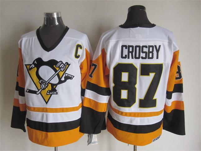 Men's Pittsburgh Penguins #87 Sidney Crosby 1988-89 White CCM Vintage Throwback Jersey Stitched