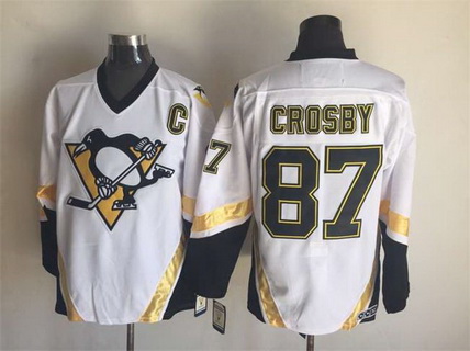 Men's Pittsburgh Penguins #87 Sidney Crosby 2002-03 White CCM Vintage Throwback Jersey Stitched