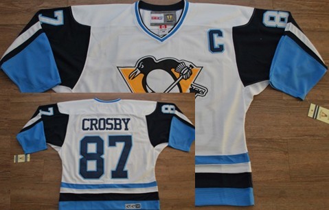 Men's Pittsburgh Penguins #87 Sidney Crosby White Throwback 1972-73 Jersey Stitched
