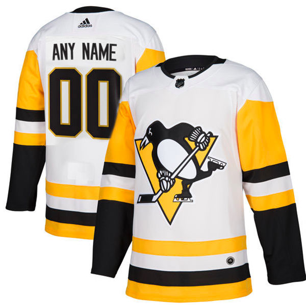 Men's Pittsburgh Penguins Adidas White Away Stitched Custom Jersey Stitched