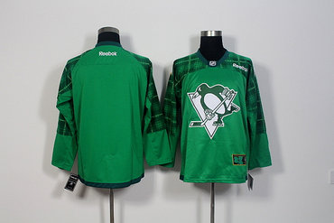 Men's Pittsburgh Penguins Blank Green Stitched St. Patrick's Day Replica NHL Jersey