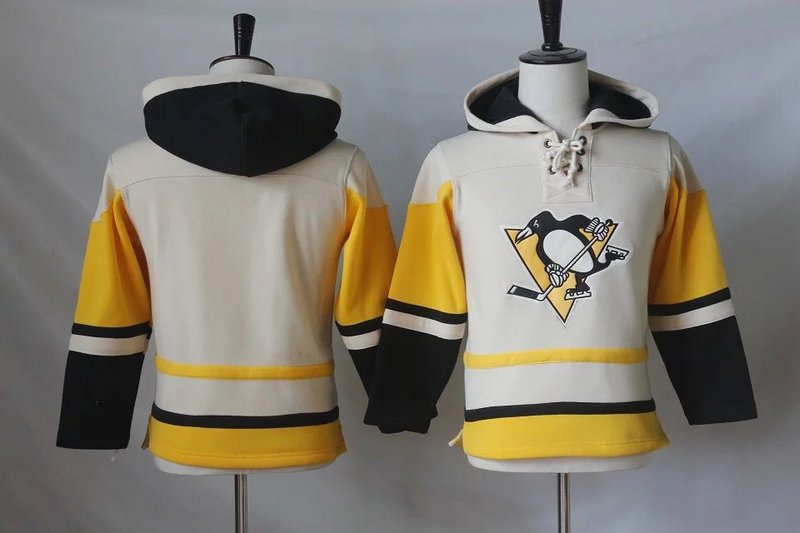 Men's Pittsburgh Penguins Blank Old Time Hockey Cream Hockey Hoodie Stitched