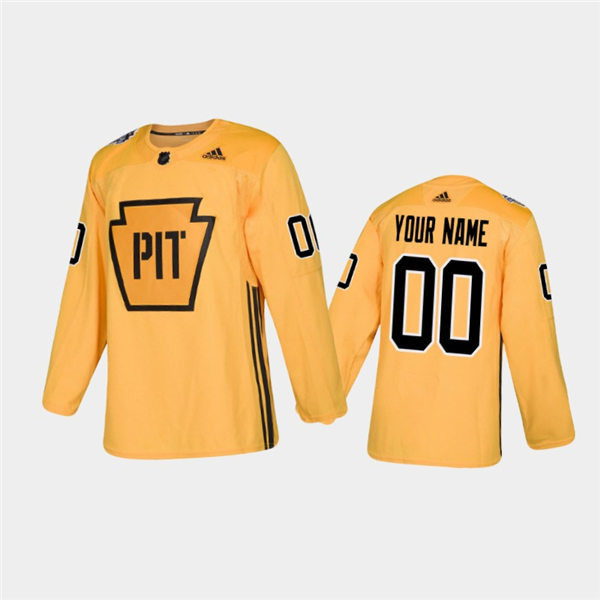 Men's Pittsburgh Penguins Custom Adidas Gold Practice Jersey Stitched
