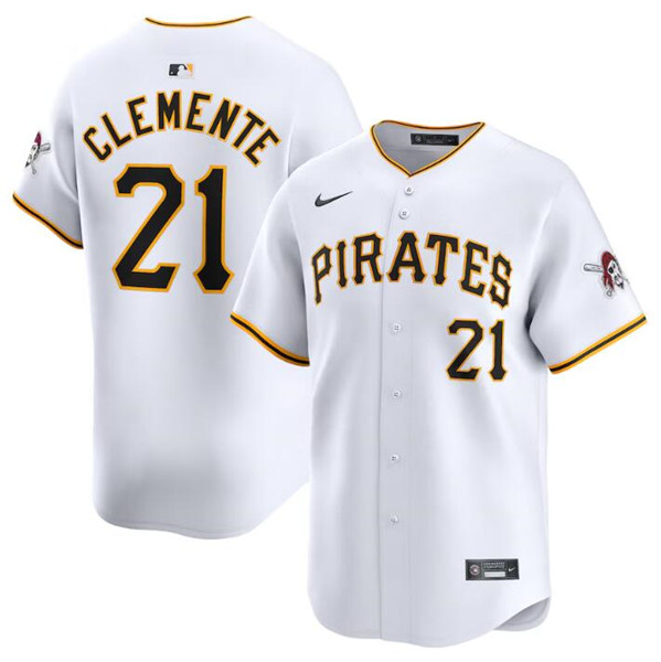 Men's Pittsburgh Pirates #21 Roberto Clemente White Home Limited Baseball Stitched Jersey