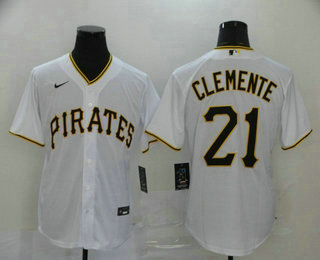 Men's Pittsburgh Pirates #21 Roberto Clemente White Stitched MLB Cool Base Nike Jersey的副本