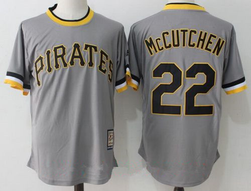 Men's Pittsburgh Pirates #22 Andrew McCutchen Gray Pullover Stitched MLB Majestic Cooperstown Collection Jerse