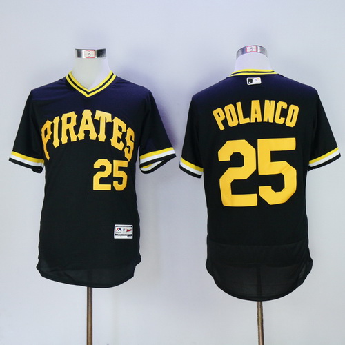 Men's Pittsburgh Pirates #25 Gregory Polanco Black Pullover 2016 Flexbase Majestic Baseball Jersey的副本