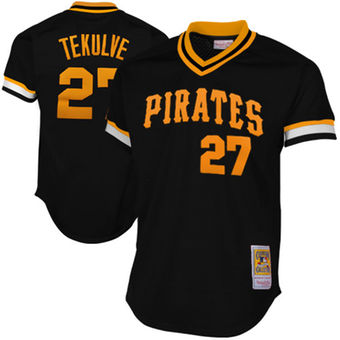 Men's Pittsburgh Pirates Retired Player #27 Kent Tekulve Black Pullover 1982 Cooperstown Collection Authentic Practice Jersey