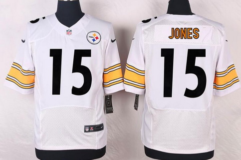 Men's Pittsburgh Steelers #15 Jacoby Jones White Road NFL Nike Elite Jersey