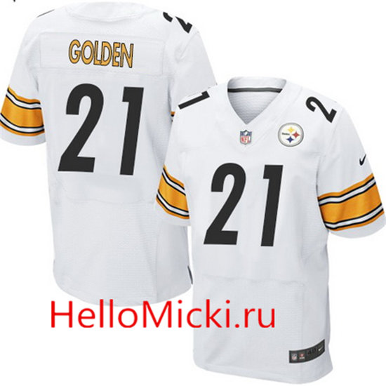 Men's Pittsburgh Steelers #21 Robert Golden White Road Stitched NFL Nike Elite Jersey