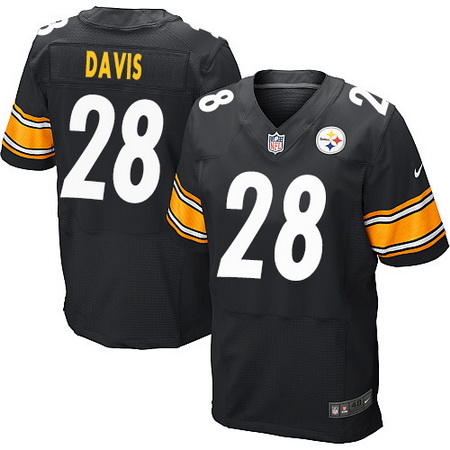 Men's Pittsburgh Steelers #28 Sean Davis Black Team Color Stitched NFL Nike Elite Jersey