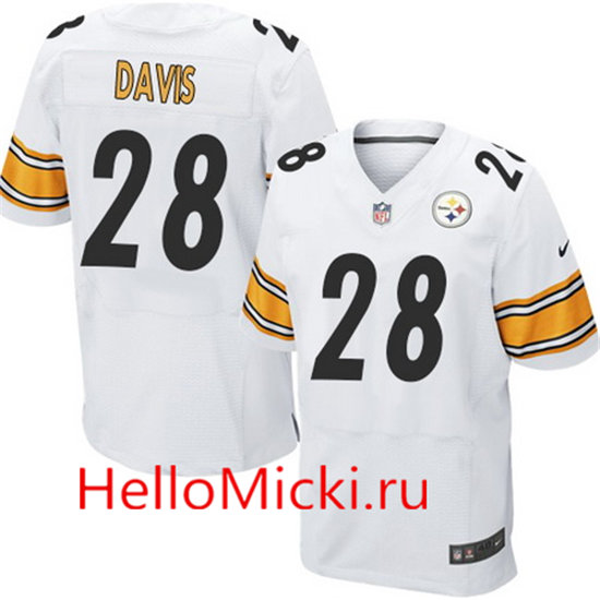 Men's Pittsburgh Steelers #28 Sean Davis White Road Stitched NFL Nike Elite Jersey
