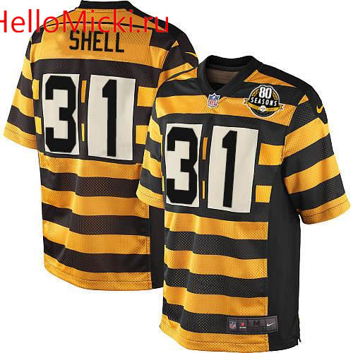 Men's Pittsburgh Steelers #31 Donnie Shell Yellow With Black Bumblebee 80th Patch Stitched NFL Nike Elite Jersey