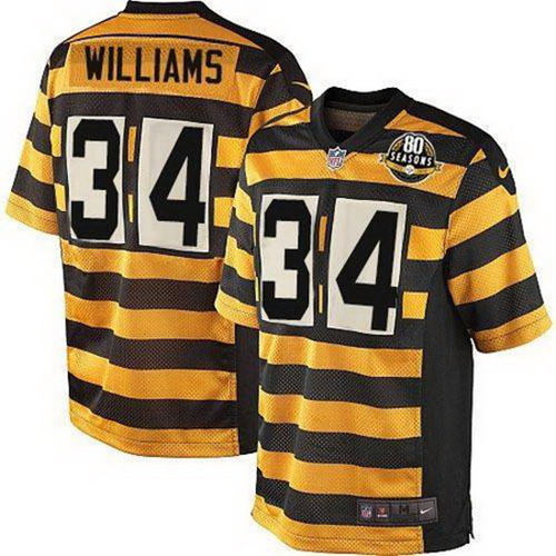 Men's Pittsburgh Steelers #34 DeAngelo Williams YellowBlack Bumblebee 80th Patch Nike Elite Jersey