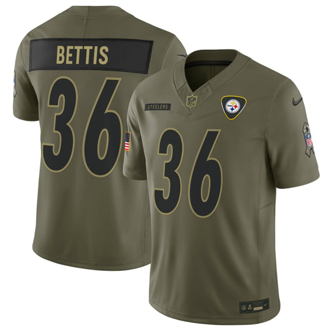 Men's Pittsburgh Steelers #36 Jerome Bettis Olive 2025 F.U.S.E. Salute to Service Limited Football Stitched Jersey