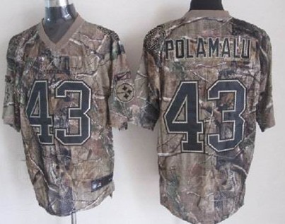 Men's Pittsburgh Steelers #43 Troy Polamalu Camo Nik Elite Jerey