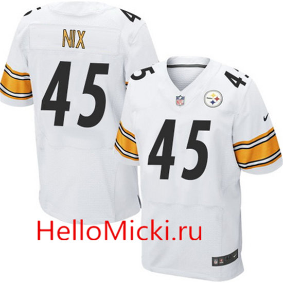 Men's Pittsburgh Steelers #45 Roosevelt Nix White Road Stitched NFL Nike Elite Jersey