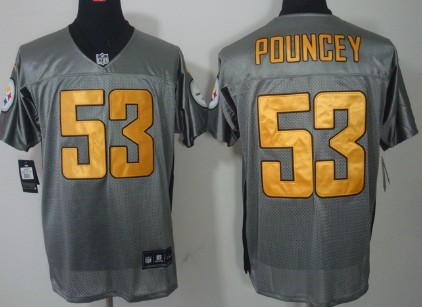 Men's Pittsburgh Steelers #53 Maurkice Pouncey Gray Nik Elite Jersey