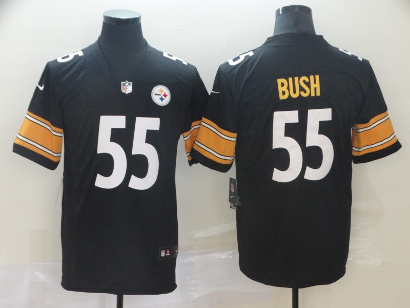 Men's Pittsburgh Steelers #55 Devin Bush Jr. Black Player Game Football Jersey