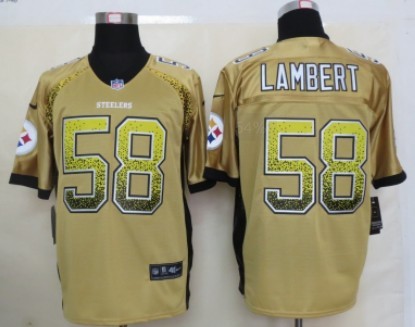 Men's Pittsburgh Steelers #58 Jack Lambert 2013 Nik Drift Fashion Yellow Elite Jersey