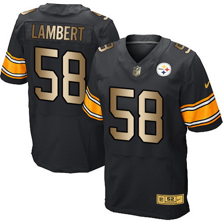 Men's Pittsburgh Steelers #58 Jack Lambert Black With Gold Stitched NFL Nike Elite Jersey