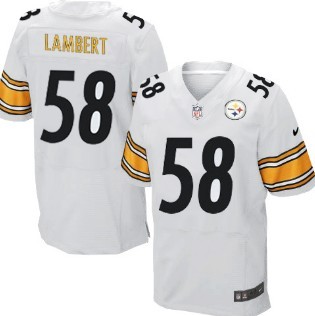 Men's Pittsburgh Steelers #58 Jack Lambert White Nik Elite Jersey