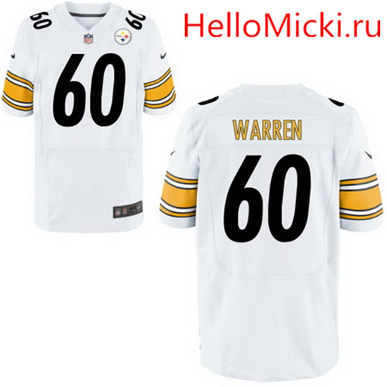 Men's Pittsburgh Steelers #60 Greg Warren White Road Stitched NFL Nike Elite Jersey
