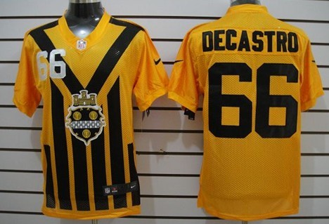 Men's Pittsburgh Steelers #66 David DeCastro 1933 Yellow Throwback Nik Jersey