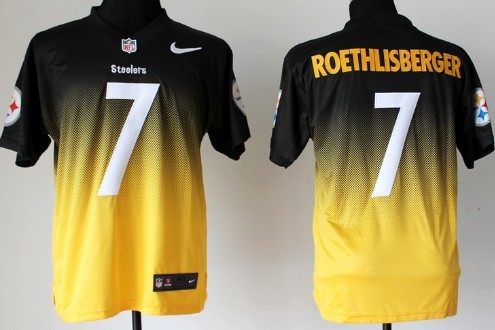 Men's Pittsburgh Steelers #7 Ben Roethlisberger 2013 Nik Drift Fashion II Black Elite Jersey