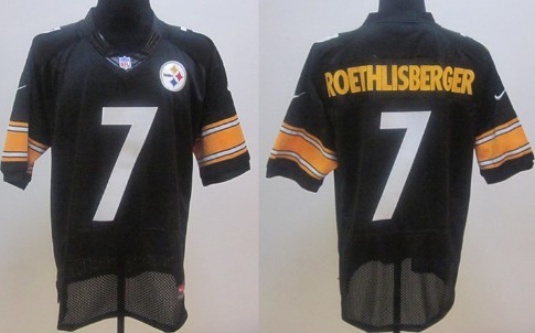 Men's Pittsburgh Steelers #7 Ben Roethlisberger Black Nik Elite Jersey