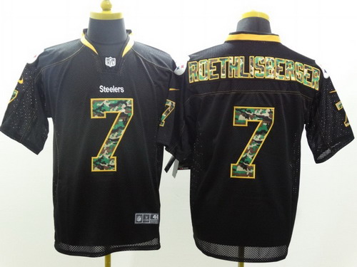 Men's Pittsburgh Steelers #7 Ben Roethlisberger Black With Camo Elite Jersey - 副本
