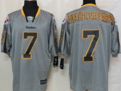 Men's Pittsburgh Steelers #7 Ben Roethlisberger Lights Out Gray Nik Elite Jersey