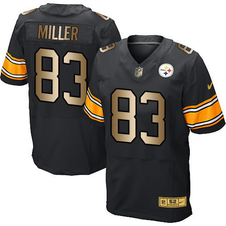 Men's Pittsburgh Steelers #83 Heath Miller Black With Gold Stitched NFL Nike Elite Jersey