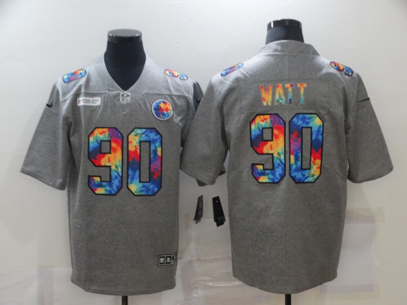Men's Pittsburgh Steelers #90 T. J. Watt 2020 Grey Crucial Catch Limited Stitched NFL Jersey