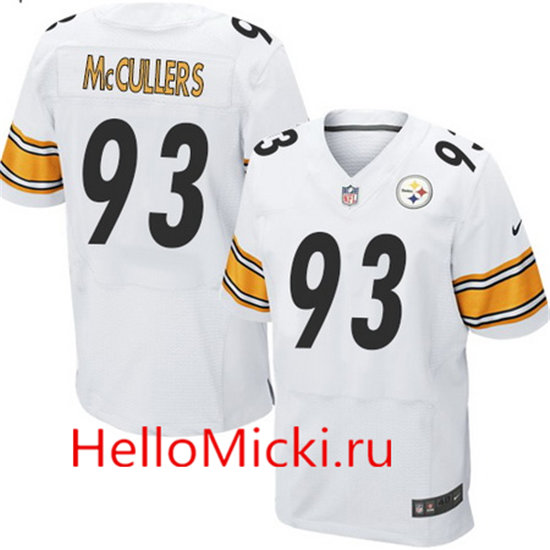 Men's Pittsburgh Steelers #93 Dan McCullers White Road Stitched NFL Nike Elite Jersey