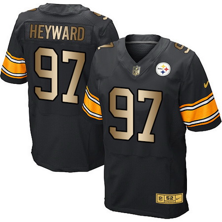 Men's Pittsburgh Steelers #97 Cameron Heyward Black With Gold Stitched NFL Nike Elite Jersey