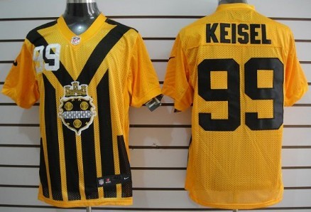 Men's Pittsburgh Steelers #99 Brett Keisel 1933 Yellow Nik Throwback Nik Jersey