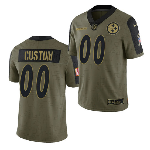 Men's Pittsburgh Steelers ACTIVE PLAYER Custom 2021 Olive Salute To Service Limited Stitched Jersey