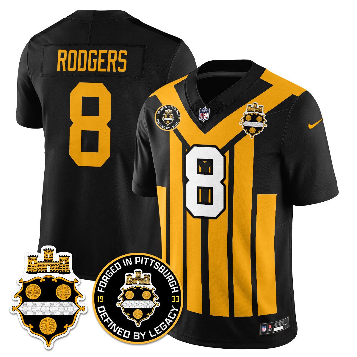 Men's Pittsburgh Steelers Alternate 1933 Throwback Limited Jersey - All Stitched Aaron Rodgers - 8