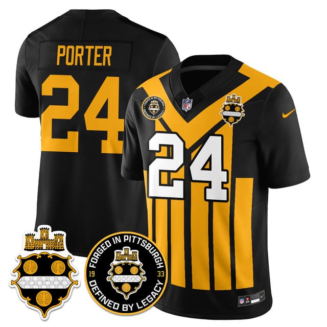Men's Pittsburgh Steelers Alternate 1933 Throwback Limited Jersey - All Stitched Joey Porter - 24