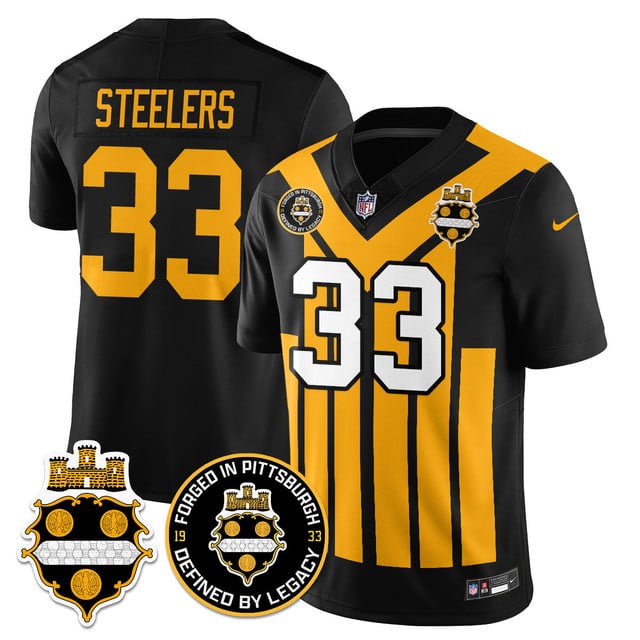 Men's Pittsburgh Steelers Alternate 1933 Throwback Limited Jersey - All Stitched Steelers - 33