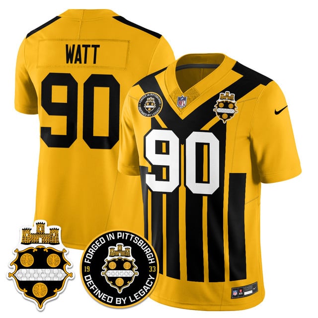 Men's Pittsburgh Steelers Alternate 1933 Throwback Limited Jersey - All Stitched T. J. Watt -  90
