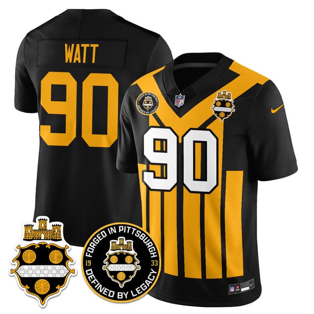 Men's Pittsburgh Steelers Alternate 1933 Throwback Limited Jersey - All Stitched T. J. Watt - 90