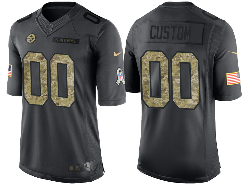 Men's Pittsburgh Steelers Anthracite Customized Camo 2016 Salute to Service Jersey