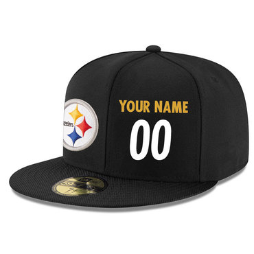 Men's Pittsburgh Steelers Black Color Snapback Custom Hat (Stitched any name&number) 1