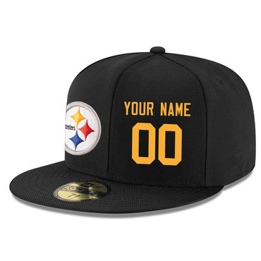 Men's Pittsburgh Steelers Black Color Snapback Custom Hat (Stitched any name&number)